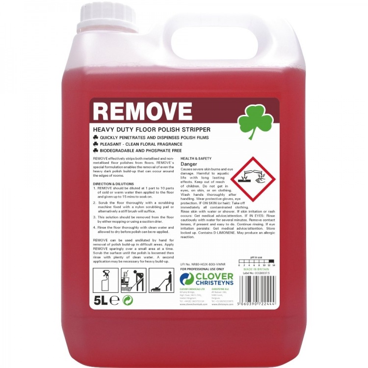 Clover Chemicals Remove Heavy Duty Floor Polish Stripper (102)